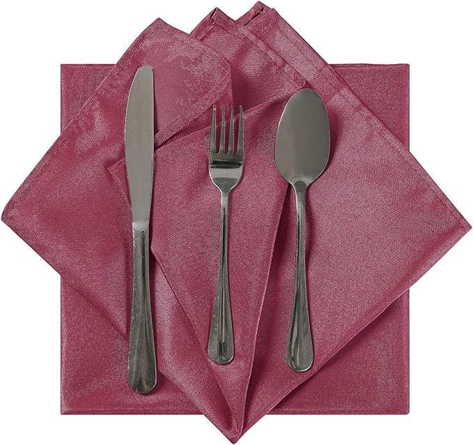 Cloth Napkins 20x20 inch Washable Polyester Dinner Napkins Soft Table Napkins for Wedding Party Dining Banquet(Burgundy,12PCS)