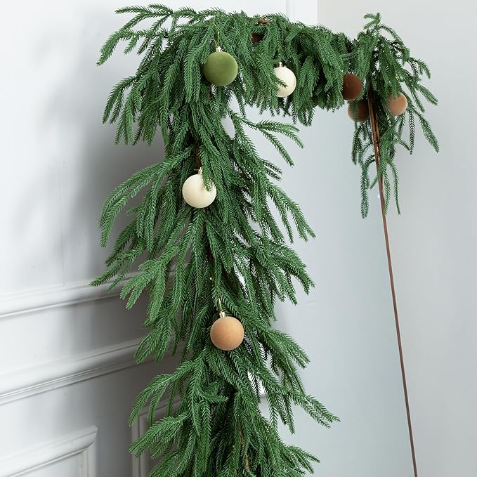 6FT Double Fullness with 88 Tips Norfolk Pine Garland Realistic - 72" Thick Deluxe Faux Christmas Greenery Garland Artificial Green Winter Pine Garlands for Mantle Staircase Table