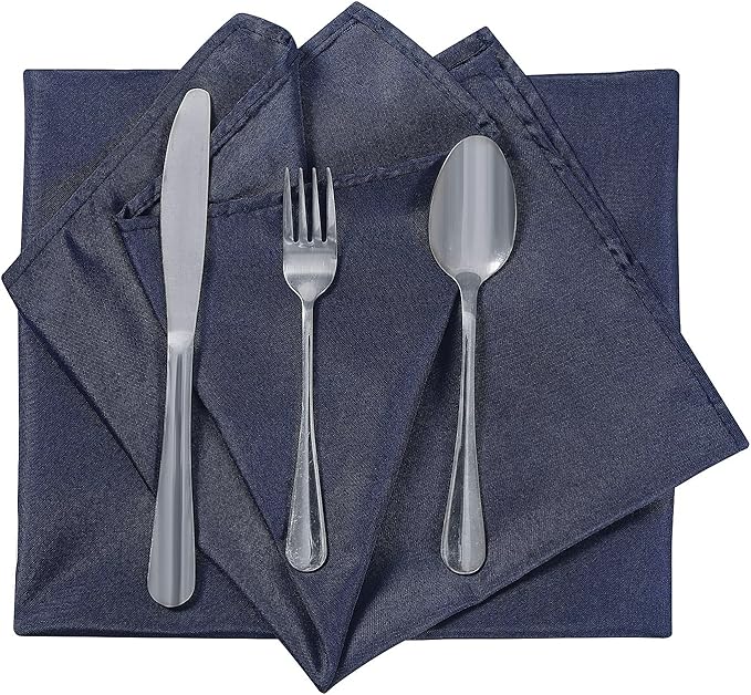 Cloth Napkins 17x17 inch Washable Polyester Dinner Napkins Soft Table Napkins for Wedding Party Dining Banquet(Navy,25PCS)