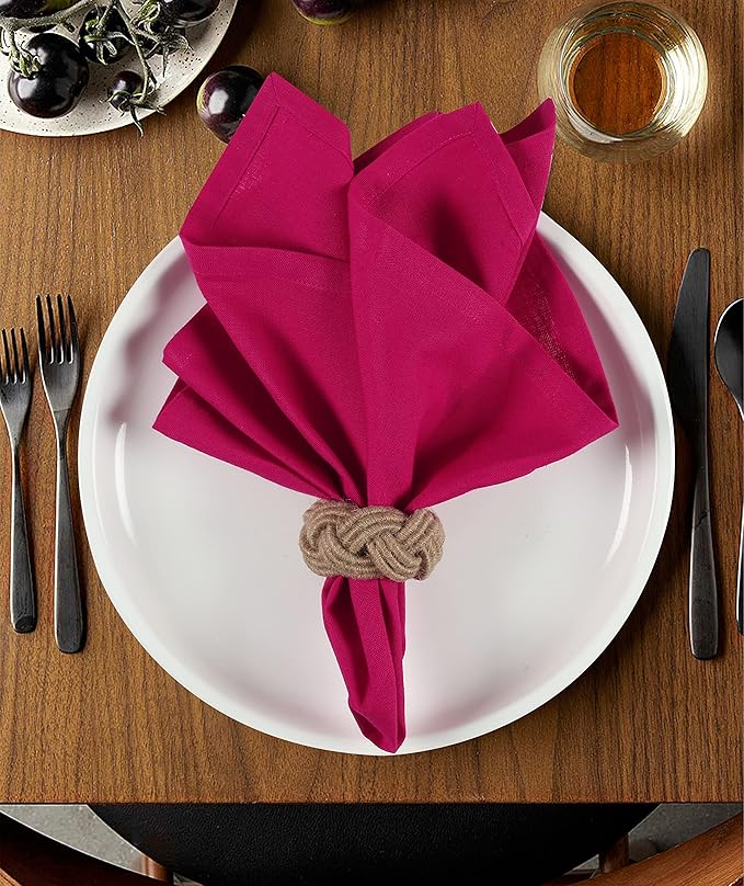 Easter Cloth Napkins Set of 12 Bulk Cotton Linen, Soft Durable Washable - Ideal for Farmhouse Party Wedding Spring Summer Easter - Perfect Everyday Use Fuchsia Pink