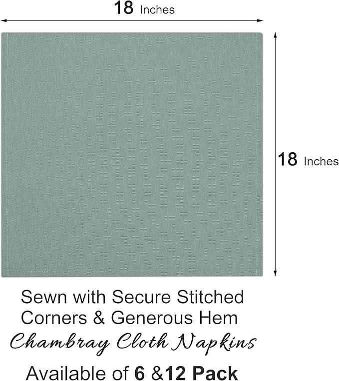 Ruvanti Cloth Napkins Set of 12, 18x18 Reusable Napkins Cloth Washable, Soft & Durable Table Napkin, Poly Cotton Fabric Dinner Napkins for Parties, Christmas, Thanksgiving, Weddings - Deep Teal