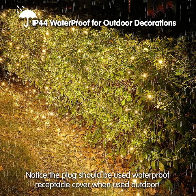 Led Christmas Net Lights Outdoor Christmas Lights WarmWhite 160LED 5ftx7ft, Waterproof Outdoor Indoor Fairy Mesh Net Light for Xmas Party, Yard, Patio, Trees, Shrubs, Bushes Decorations