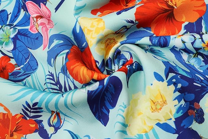 Cromoncent Matching Hawaiian Outfits for Family, Dad and Son Matching Luau Beach Tropical Shirts Mommy Daughter Tropical Sets
