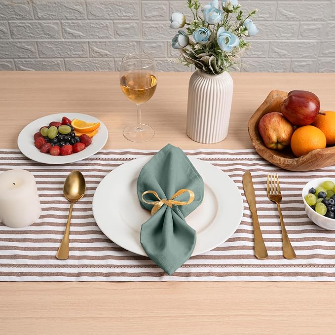 Blue Needles Solid Cloth Napkins Set of 6 Hunter Green 100% Cotton Dinner Napkins 18x18 inches - Soft, Reusable, Absorbent & Washable Fall Thanksgiving Linen, Ideal for Events, Parties & Everyday Use