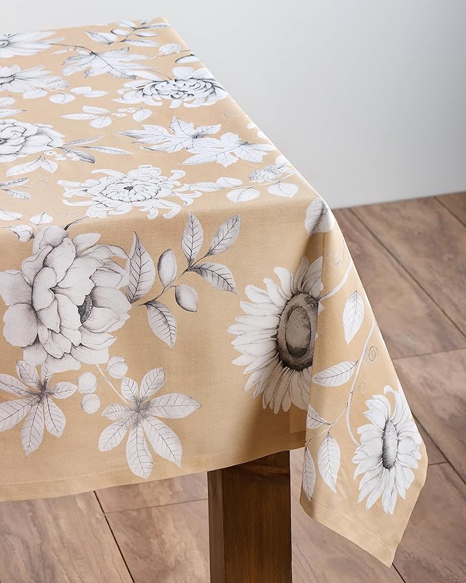 Maison d' Hermine Table Cloth Square Table 100% Cotton 60 x 60 Inches Fall Tablecloth Reusable Everyday Use for Thanksgiving Christmas Decorations Dining Farmhouse Party (Pretty Autumn)