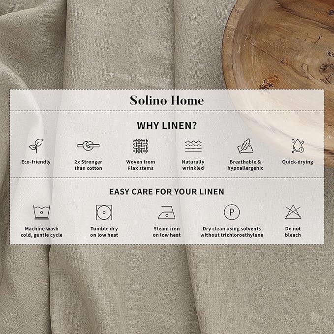 Solino Home Linen Plaid Table Runner 72 Inches Long - 100% Pure Linen Fall Harvest Table Runner 14 x 72 Inch for Dining, Autumn, Thanksgiving, Holiday