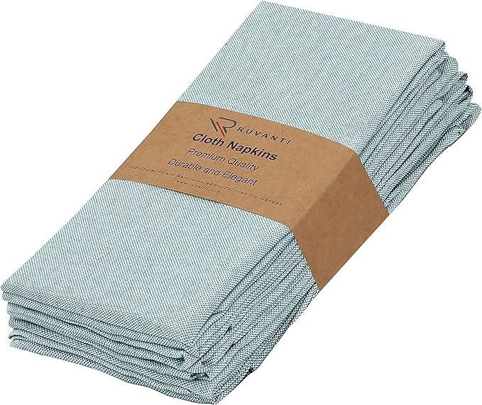 Ruvanti Cloth Napkins Set of 6, 18x18 Reusable Napkins Cloth Washable, Soft & Durable Table Napkin, Poly Cotton Fabric Dinner Napkins for Parties, Christmas, Thanksgiving, Weddings - Baby Blue