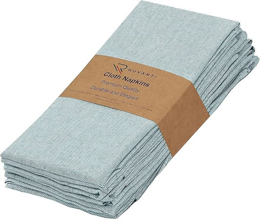 Ruvanti Cloth Napkins Set of 6, 18x18 Reusable Napkins Cloth Washable, Soft & Durable Table Napkin, Poly Cotton Fabric Dinner Napkins for Parties, Christmas, Thanksgiving, Weddings - Baby Blue