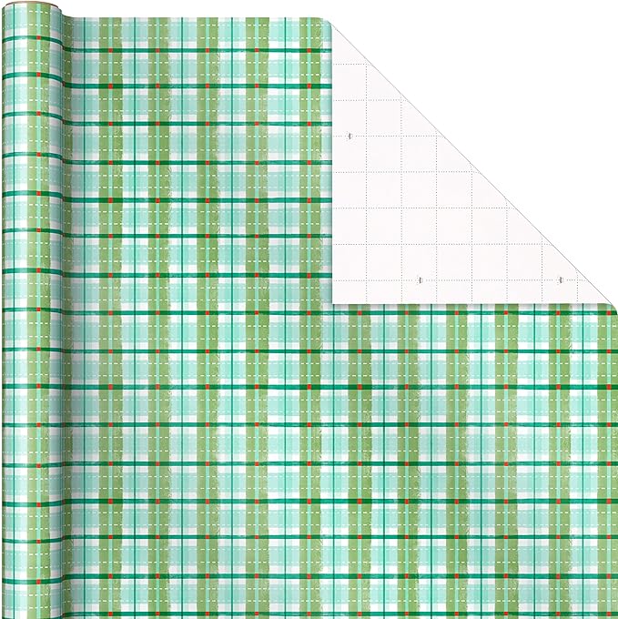 Hallmark Christmas Wrapping Paper Rolls, Holiday Gift Wrap (Pack of 3: 120 sq. ft. ttl) Storybook Critters, Snowmen, Green and Blue Plaid