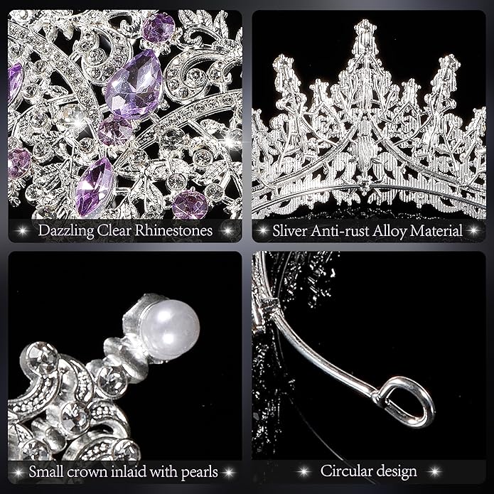 Crowns for Women - Tiaras for Women Crystal Queen Crown for Birthday Costume Party Celebration