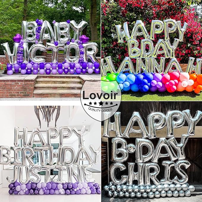 Lovoir 40 Inch Large Silver Letter R Balloons Big Size Jumbo Mylar Foil Helium Balloon for Birthday Party Celebration Decorations Alphabet Silver R
