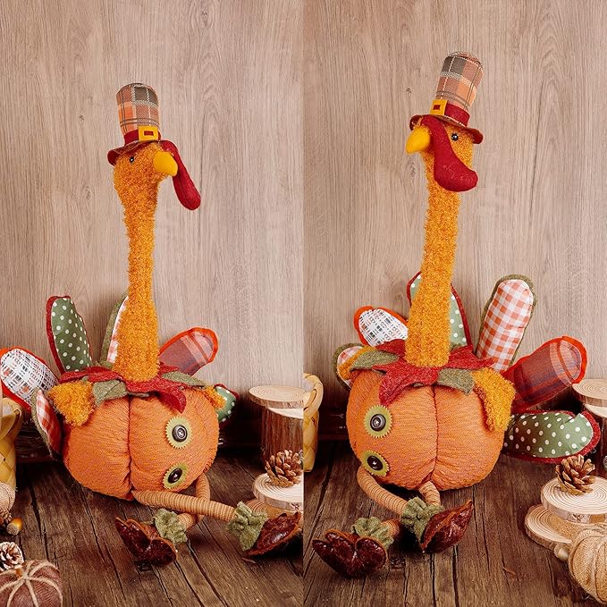 FORUP Thanksgiving Turkey Table Decoration, 32 Inch Turkey Doll for Autumn Fall Harvest Halloween Home Decorations, Male
