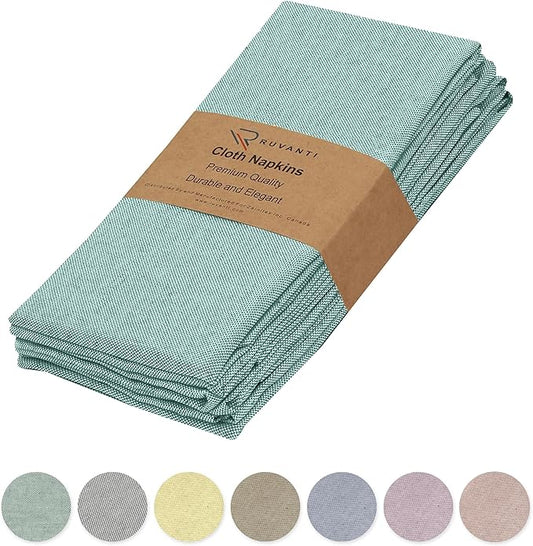 Ruvanti Cloth Napkins Set of 6, 18x18 Reusable Napkins Cloth Washable, Soft & Durable Table Napkin, Poly Cotton Fabric Dinner Napkins for Parties, Christmas, Thanksgiving, Weddings - Teal