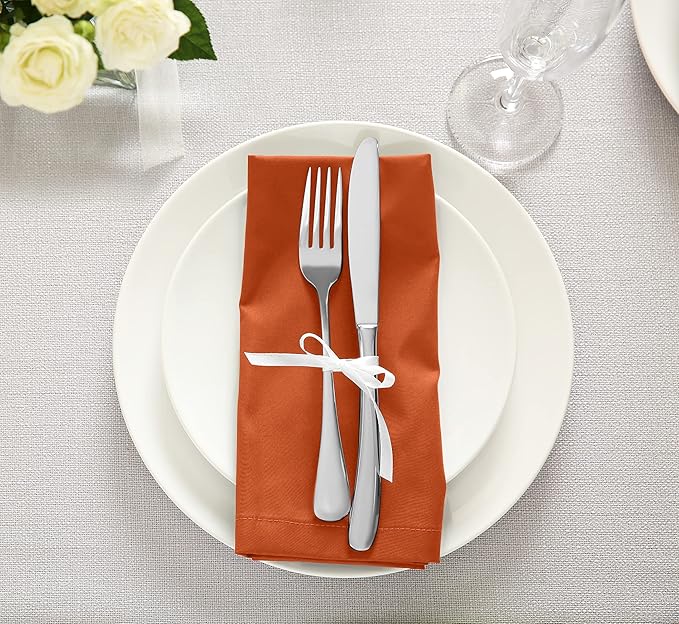 Utopia Kitchen Orange Cloth Napkins [12 Pack, 20x20 Inch] Absorbent Cotton Blend Washable and Reusable for Halloween, Thanksgiving, Dinner, Restaurant, Lunch, Wedding and Hotel