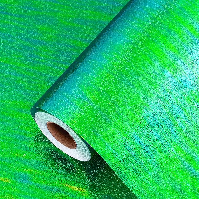 Yarcony Green Holographic Wrapping Paper - 17Inch X 32.8Feet - Shiny Green Iridescent Sparkle Wrapping Paper Luxury Embossed Gift Wrap for Birthday Wedding Bridal Shower Valentine's Day Mother's Day