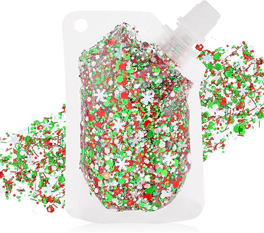 MEICOLY Red and Green Face Body Glitter for Christmas,Sparkle Christmas Hair Glitter Makeup,Stocking Stuffers for Kids Women,Chunky Face Glitter for Festival Party Rave Accessories