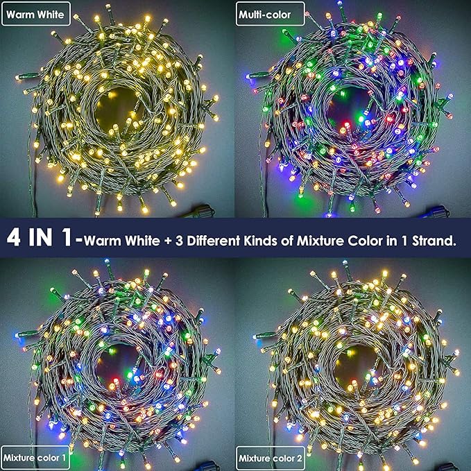 Outdoor Christmas Lights 800 LED 272FT Color Changing Christma Tree Light with Warm White & Multicolor, 11 Modes, Waterproof Christmas String Lights with Remote for Xmas Decorations
