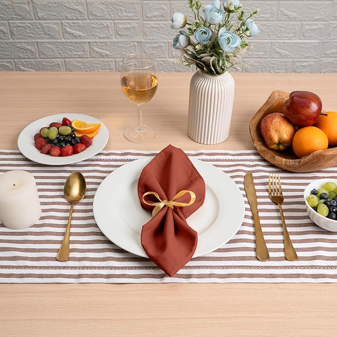 Blue Needles Solid Cloth Napkins Set of 6 Rust 100% Cotton Dinner Napkins 18x18 inches - Soft, Reusable, Absorbent & Washable Fall Thanksgiving Linen, Ideal for Events, Parties & Everyday Use