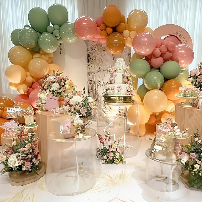 Sage Green and Pink Balloons Arch Retro Dusty Pink Olive Green Burnt Orange Beige Balloons Garland for Boho Thanksgiving Fall Autumn Baby Shower Fairy Floral Jungle Safari Birthday Party Decor