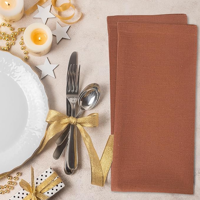 Urban Villa Cloth Napkins Rust Dinner Napkins Set of 12 20X20 Inches 100% Cotton Absorbent Washable Durable Reusable Cloth Napkins Ideal for Farmhouse Party Thanksgiving Harvest Fall Dinner Napkins
