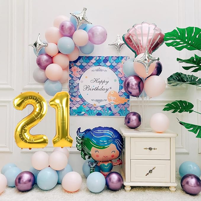 Smlpuame 40 inch Number Balloon 0-9 Gold Large Number 21 Balloons,Digital Balloons for Birthday Party Celebration Decorations Supplies, Helium Foil Number Balloons for Wedding Anniversary