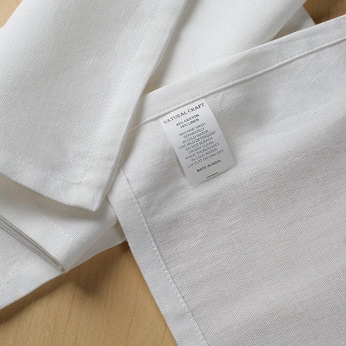 White Cloth Napkins Cotton Linen Dinner Napkins (Set of 12) 18x18 Inches Absorbent Soft Durable Reusable and Washable Fabric Napkin - Ideal for Everyday Use Parties Wedding Spring Summer Easter