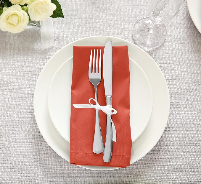 Utopia Kitchen Coral Cloth Napkins [12 Pack, 18x18 Inch] Absorbent Cotton Blend Washable and Reusable for Dinner, Restaurant, Lunch, Wedding and Hotel