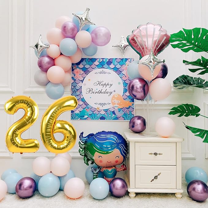Smlpuame 40 inch Number Balloon 0-9 Gold Large Number 26 Balloons,Digital Balloons for Birthday Party Celebration Decorations Supplies, Helium Foil Number Balloons for Wedding Anniversary