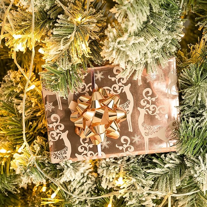 MAYPLUSS Christmas Wrapping Paper Roll - Mini Roll - 17 inch X 120 inch Per roll - 3 Different Rose Gold Design with Glitter Metallic Foil Shine (42.3 sq.ft.ttl)