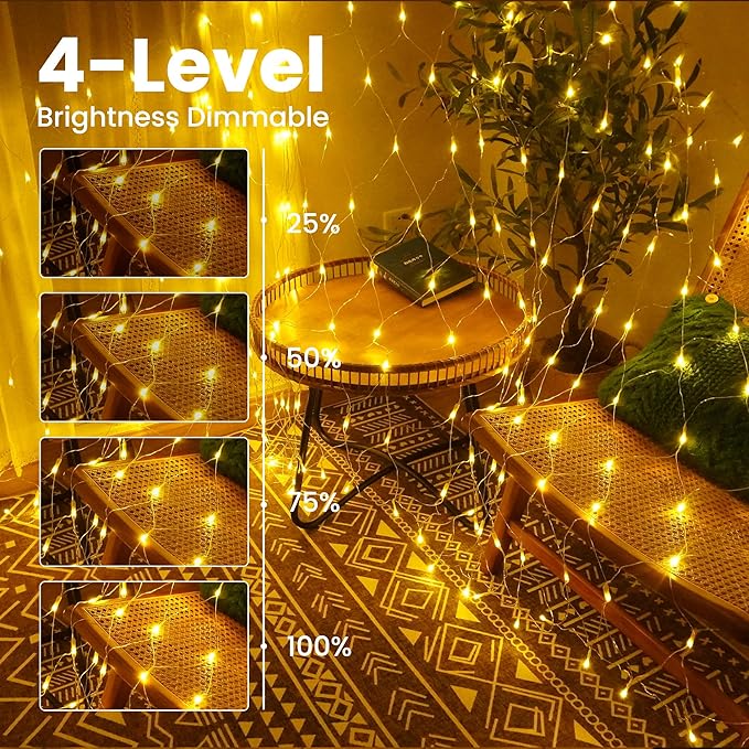 11.5ft x 5ft Color Changing Christmas Net Lights, 360 LED Bush Mesh Light with Remote, 11 Modes Color Changing Warm White & Multicolor Christmas Lights, Plug in Fairy Twinkle Light for Yard Xmas Decor