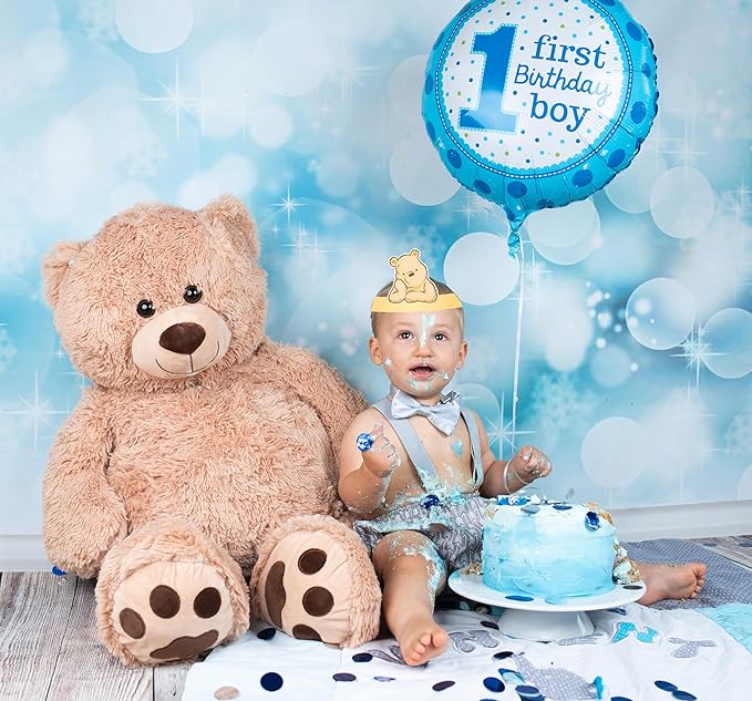 16PCS Winnie Party Hats For Kids Birthday Paper Crown Headband Cute Hats Bulk For Pooh Baby Shower Decorations Newborn Party Supplies Favors