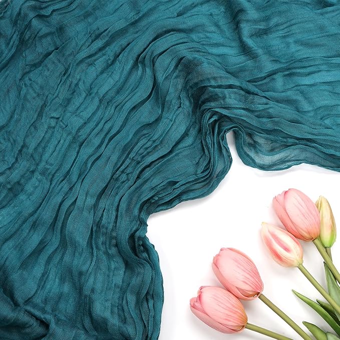 6 Pack Teal Cheesecloth Table Runner 10FT Boho Cheese Cloths Gauze Fabric Table Runners 120 Inch Rustic Sheer for Wedding Birthday Party Baby Shower Centerpiece Home Decorations