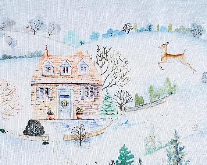 Maison d' Hermine Table Cloth Rectangle Table 100% Cotton 70 x 90 Inches Fall Tablecloth Reusable Everyday Use for Thanksgiving Christmas Decorations Dining Farmhouse Party (Snowy World)