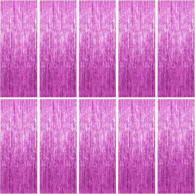 10 Pack Foil Curtain Backdrop Metallic Tinsel Foil Fringe Curtains Photo Booth Props for Birthday Wedding Engagement Baby Shower Bachelorette Christmas Holiday Celebration Party Decorations