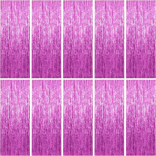 10 Pack Foil Curtain Backdrop Metallic Tinsel Foil Fringe Curtains Photo Booth Props for Birthday Wedding Engagement Baby Shower Bachelorette Christmas Holiday Celebration Party Decorations