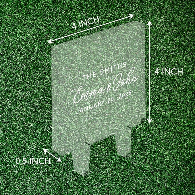 Andaz Press Clean Modern Last Name With Date Custom Wedding Cake Topper, Acrylic Square Personalized Couple Cake Topper