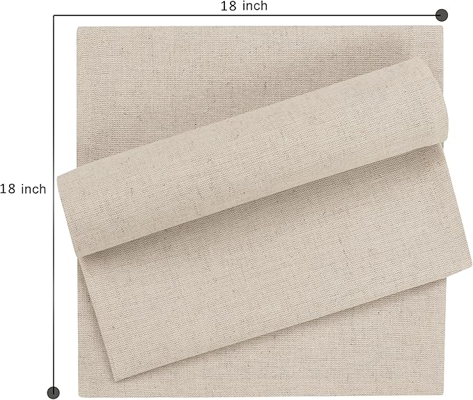 Ruvanti Linen Napkins Set of 12, 18x18 Cloth Napkins, Cotton Linen Blend Napkins Cloth Washable, Soft, Reusable Dinner Napkins for Wedding, Parties, Christmas, Thanksgiving, Everyday Use - Natural