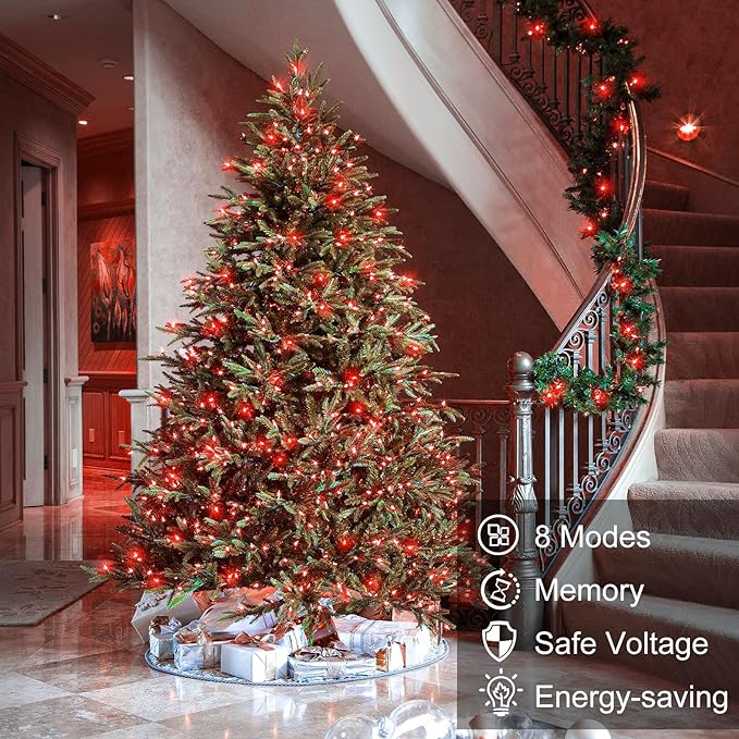 100FT 300 LED Christmas Lights Outdoor, Plug in Christmas String Lights Indoor, Waterproof & 8 Modes & Timer Function, Connectable Fairy Twinkle Light for Bedroom House Patio Wedding Decor, Red