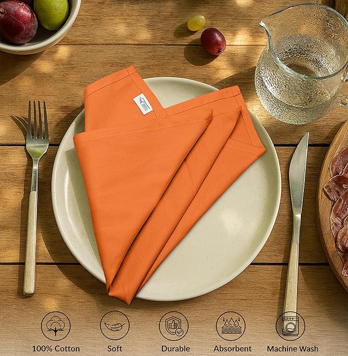 Ruvanti Premium Cloth Napkins Set of 12, 18x18 Inches, 100% Cotton, Washable, Soft & Absorbent, Perfect for Wedding, Christmas, ‎Thanksgiving Dinners - Multi Color