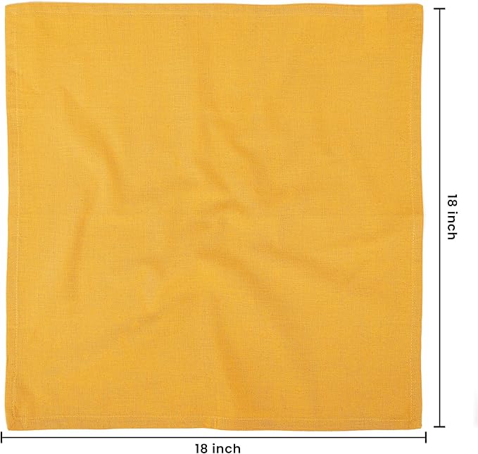 Cloth Napkins Gold Set of 12 Cotton Linen 18x18 Inch - Soft Durable Washable - Ideal for Farmhouse Party Wedding Spring Summer Easter - Perfect Everyday Use Table Linen (Gold/Yellow)