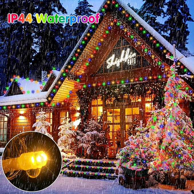 SAUIRS 403FT 1000 LED Christmas Lights Outdoor String Lights with 8 Modes Timer Waterproof Fairy Light Plug in for Outside Indoor Party Xmas Palm Tree Yard Wedding Decoration(Warm White to Multicolor)