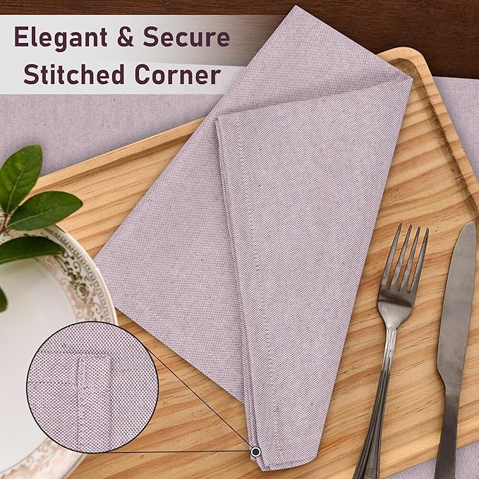 Ruvanti Cloth Napkins Set of 12, 18x18 Reusable Napkins Cloth Washable, Soft & Durable Table Napkin, Poly Cotton Fabric Dinner Napkins for Parties, Christmas, Thanksgiving, Weddings - Mauve