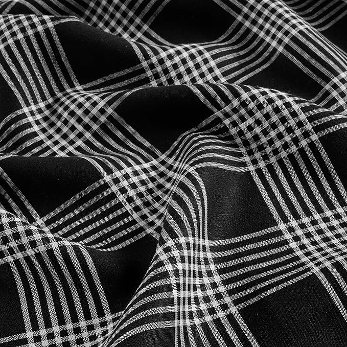 Solino Home Fall Table Runner 60 Inches - 100% Pure Linen Glen Check Black and White Table Runner 14 x 60 Inch Ideal for Dresser and Coffee Tables - Thanksgiving