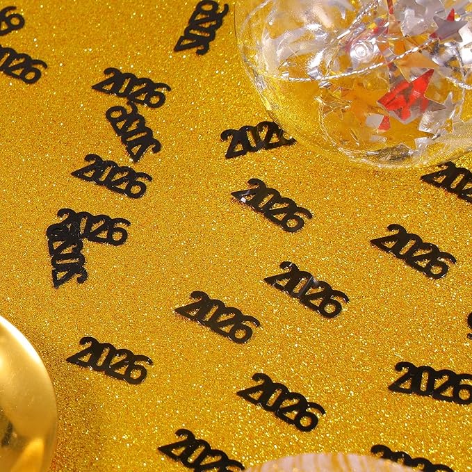 VHUWE 2026 New Years Confetti Black, 2.12 oz Shinny Metallic 2026 Number Confetti for Tables 2026 Happy New Year Decorations New Years Eve Party Supplies | Black