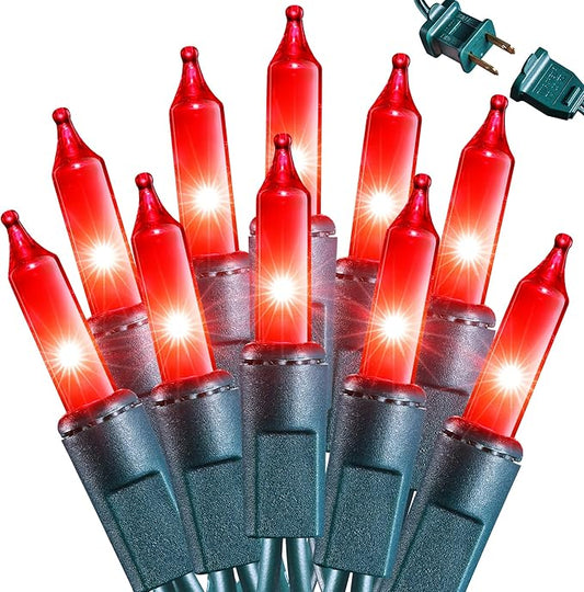 Joomer Mini Christmas String Lights - 19.5FT 100 LED Plug-in String Light, Connectable Waterproof Fairy Lights for Indoor Outdoor Decor, Patio, Home, Garden,Holiday,Christmas Decoration - Red