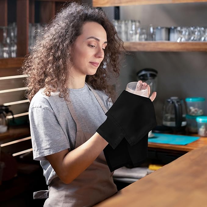 Utopia Home [24 Pack, Black] Cloth Napkins 20x20 Inches, 100% Polyester Hemmed Edges, Washable and Reusable Ideal for Parties, Weddings and Dinners