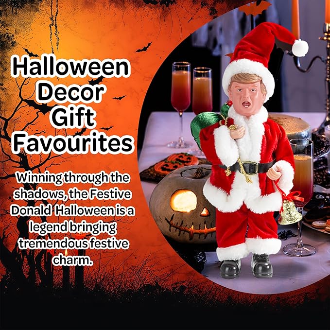 Father Santa Donald Christmas Figurine 45cm (Red) – Funny Holiday Character Ornament – Novelty Christmas Decoration for Home, Party & Garden