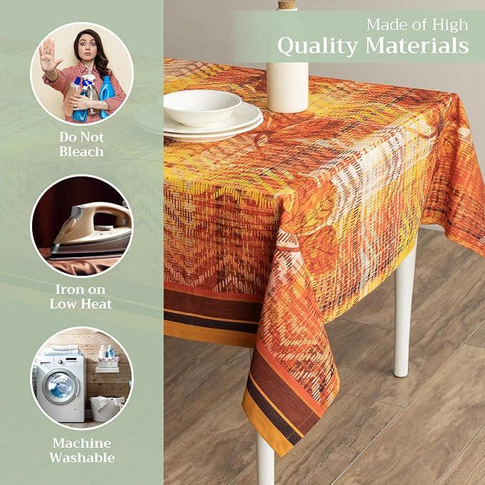 Maison d' Hermine Table Cloth Rectangle Table 100% Cotton 70 x 120 Inches Fall Tablecloth Reusable Everyday Use for Thanksgiving Christmas Decorations Dining Farmhouse Party (Thanksgiving Tartan)