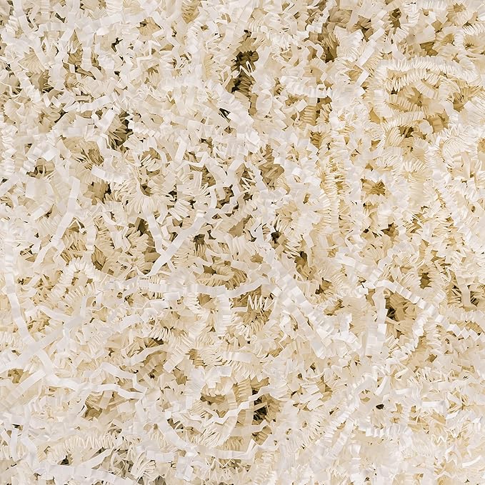 Uptotop 1/2LB Crinkle Cut Paper Shred Filler for Gift Wrapping Basket Filling, Birthday, Christmas, Thanksgiving, Wedding, Mother's Day (White)