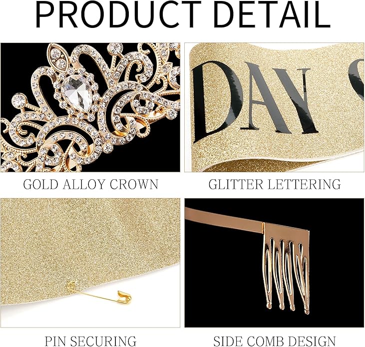 Gold Crown for Women Crystal Princess Tiaras Rhinestone Queen Headband Wedding Bridal Hair Accessories Birthday Prom Pageant Party Coming of Age Ceremony Photo Props